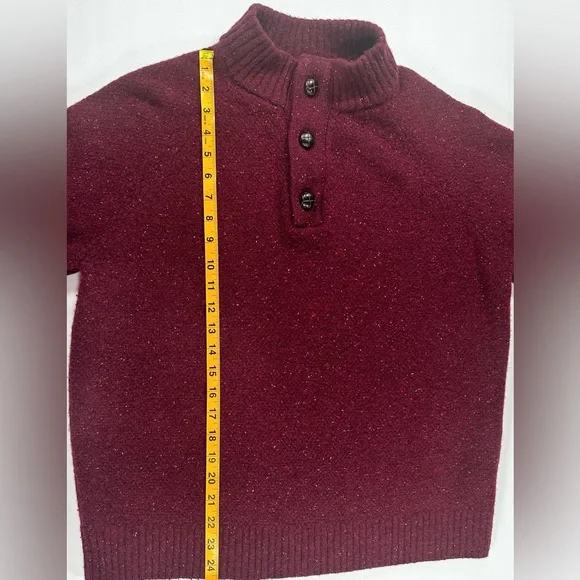 UNTUCKit Lambswool Blend Henley Sweater XL Burgundy Speckled Knit Warm - Picture 5 of 6